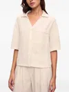 Eberjey Tencel Woven Relaxed Button Front Top In Grey In Neutral