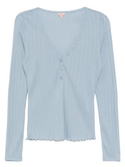 Eberjey Pointelle Henley Top In Blue