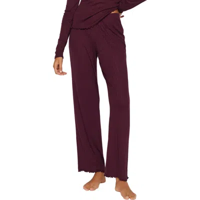 Eberjey Pointelle Rib Pajama Pants In Burgundy