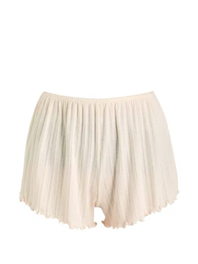 Eberjey Pointelle Ruffled Pajama Shorts In Neutral