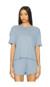 Eberjey Pointelle Rib Pajama Shorts In Blue