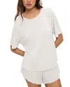 Eberjey Pointelle Lettuce-hem Tee In Ivory