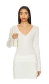 Eberjey Pointelle V Neck Henley In Ivory
