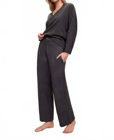 Eberjey Recycled Boucle Relaxed Fit Pant In Graphite In Black