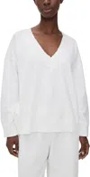 Eberjey Recycled Boucle V Neck Sweater Ivory In White