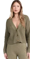 Eberjey Waffle Knit Crop Cardigan In Moss