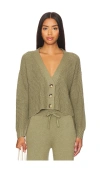Eberjey Waffle Knit Crop Cardigan In Moss