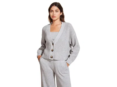 Eberjey Recycled Sweater Cropped Cardigan Women's Sweater Heather Grey: Xl In Gray