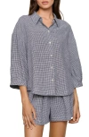 Eberjey Relaxed Linen Blend Button-up Sleep Shirt In Gray