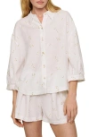 Eberjey Relaxed Linen Blend Button-up Sleep Shirt In White