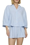 Eberjey Relaxed Linen Blend Button-up Sleep Shirt In Blue