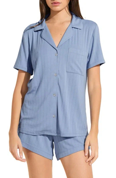 Eberjey Relaxed Rib Short Pajamas In Wedgewood