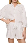 Eberjey Relaxed Tie Waist Linen Blend Shorts In White