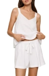 Eberjey Relaxed Tie Waist Linen Blend Shorts In White