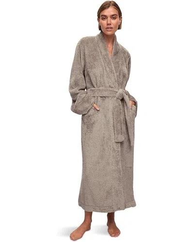 Eberjey Renewplush Robe Women's Toffee Faux Fur Belted Long Sleeve Nwo95 In Gray