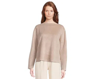 Eberjey Reversible Plush Raw Edge Pullover In Brown
