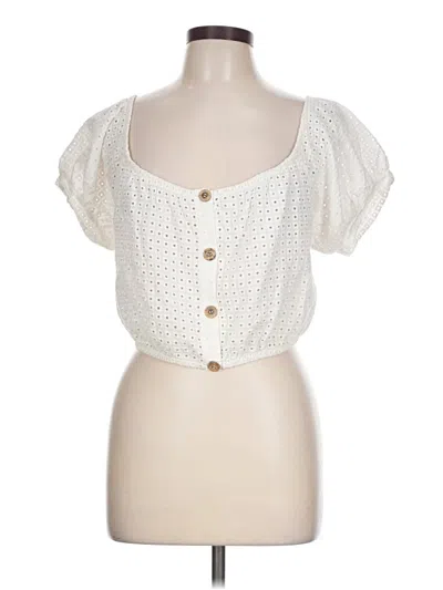 Pre-owned Eberjey Short Sleeve Blouse In Ivory