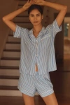Eberjey Short-sleeve Shorts Pajama Set In Blue