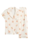 Eberjey Gisele Printed Short Sleeve Cropped Pajamas In Floral Bloom/vanilla Cream