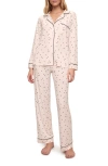 Eberjey Gisele Printed Long Pj Set In Little Pink Heart Sorbet In Little Heart Sorbet