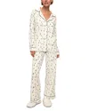 Shop Eberjey Gisele Printed Long Pajama Set In Apline Skier Ivory/forest Green