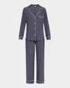 Eberjey Gisele Print Jersey Knit Pajamas In Duo Stripe True Navy