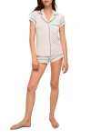 Eberjey Gisele Printed Relaxed Jersey Knit Short Pajamas In Petite Batik Ivory/denim