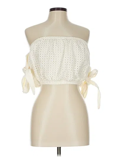 Pre-owned Eberjey Sleeveless Top Ivory Strapless Neckline Tops In White