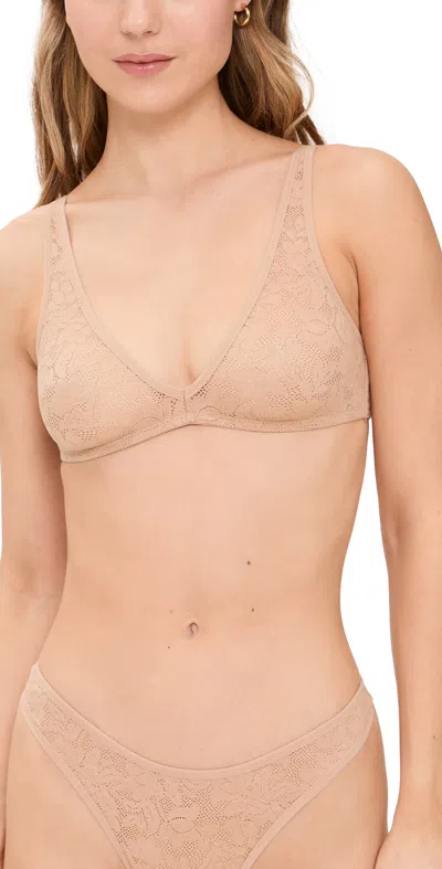EBERJEY SOFT STRETCH RECYCLED LACE PLUNGE BRALETTE SUNKISSED
