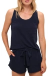 Eberjey Solid Pajama Tank Top In Navy