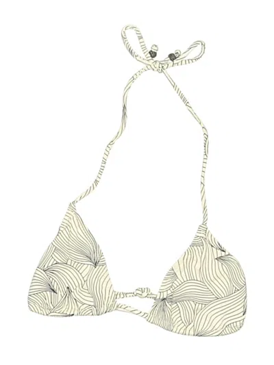 Pre-owned Eberjey Swimsuit Top Ivory Print Pattern Swimwear In White