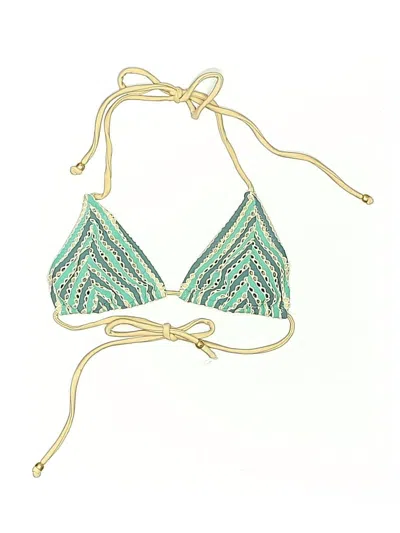 Pre-owned Eberjey Swimsuit Top Teal Print Pattern Swimwear In Blue