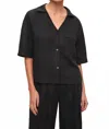 Eberjey Tencel Woven Short Sleeve Top In Black In Black