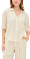 Eberjey Tencel Woven Short Sleeve Top Whitecap Grey In Whitecap Grey