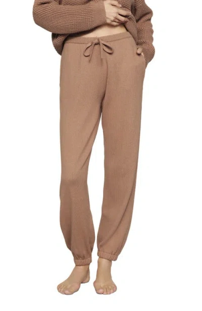 Eberjey Tie Waist Sweater Pants In Brown