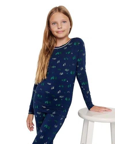 Eberjey Unisex Printed Long Sleeve Pj Set - Little Kid, Big Kid In Blue