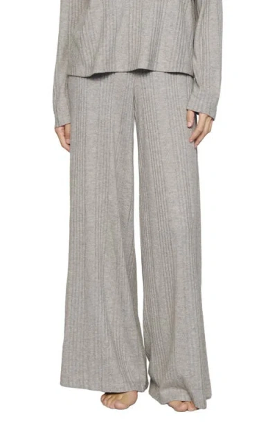 Eberjey Variegated Rib Wide Leg Lounge Pants In Gray