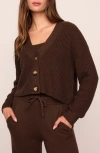 Eberjey Waffle Knit Crop Cardigan In Brown