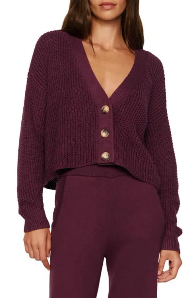 Eberjey Waffle Knit Crop Cardigan In Burgundy