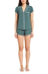 Eberjey Whipstitch Jersey Short Pajamas In Agave/ivory
