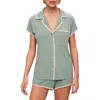 Eberjey Gisele Relaxed Pajama Short Set In Eucalyptus/ivory
