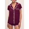 Eberjey Whipstitch Jersey Short Pajamas In Plum/ivory