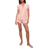 Eberjey Whipstitch Jersey Short Pajamas In Silver Pink/ivory