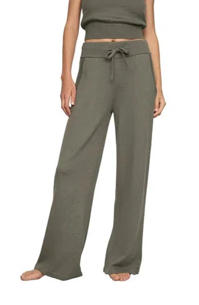 Eberjey Wide Leg Lounge Sweater Pants In Smokey Olive