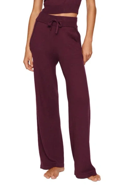 Eberjey Wide Leg Lounge Sweater Pants In Burgundy