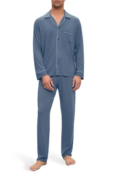 Eberjey William Pajama Set In Coastal Blue/ice Blue