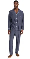 Eberjey William Modal Striped Long Pjs Duo Stripe True Navy/ivory In Duo Stripe True Navy/ivory