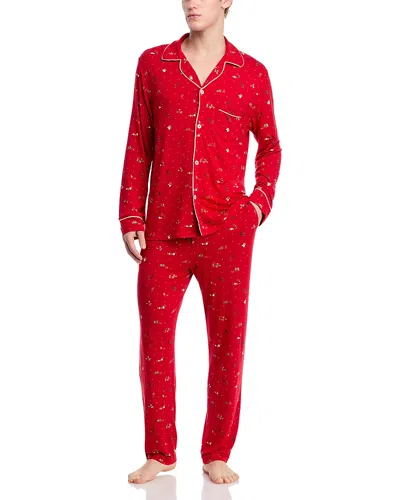 Eberjey William Pajama Set In Winter Wonderland Haute Red/ivory