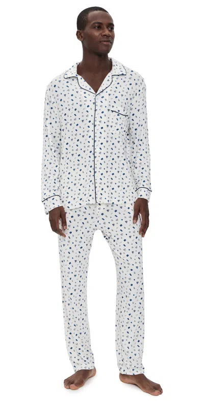 Eberjey William Printed Pajama Set Twinkling Menorah Ivory/navy In White