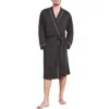 Eberjey William Lightweight Jersey Knit Robe In Charcoal Heather/ivory